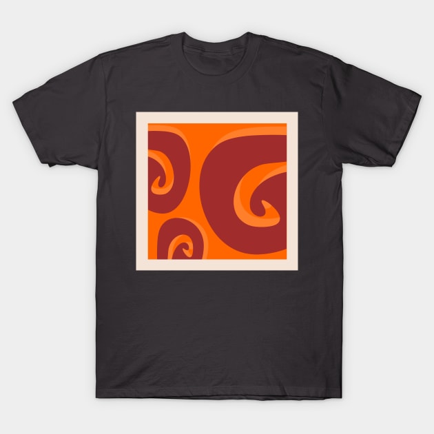 Vintage retro spirals orange posterart 60s style T-Shirt by SpaceWiz95